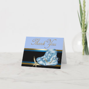 Black Gold and Blue Baby Shoe Thank You