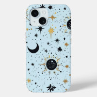 Black, Gold and Blue Celestial Sun Moon Stars