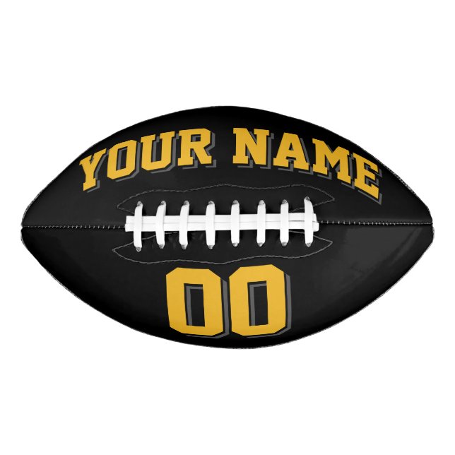 BLACK GOLD AND CHARCOAL GRAY Custom Football (Front)