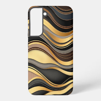 Black, Gold, and Grey Waves Pattern  Samsung Galaxy Case