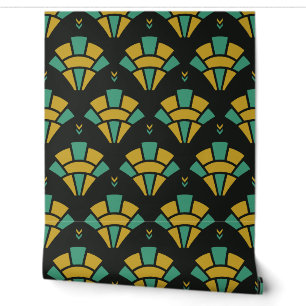 Black, Gold and Jade Art Deco Arch Fan Wallpaper