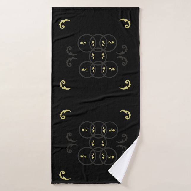 Black Gold and Silvcer Circles Bath Towel (Bath Towel)