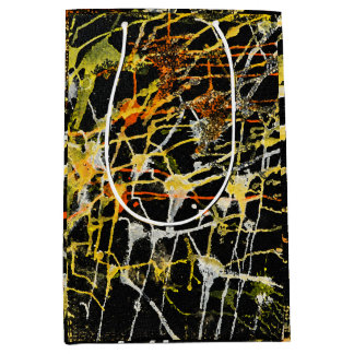 Black Gold and Silver Abstract Splatter Medium Gift Bag