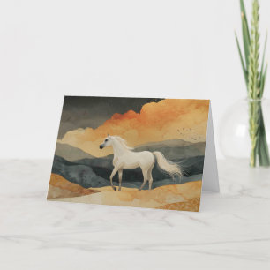 Black Gold and White Arabian Horse Thank You Card
