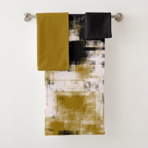 Black Gold and White Bath Towel Set