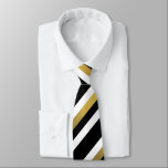 Black gold and white diagonal stripes pattern tie<br><div class="desc">Black white and gold diagonal stripes pattern,  simple and elegant necktie design for any occasion.</div>