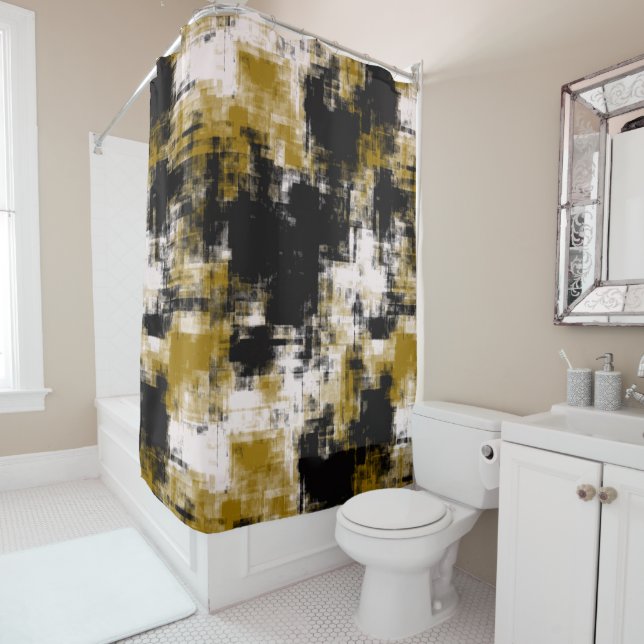 Black Gold and White   Shower Curtain (In Situ)