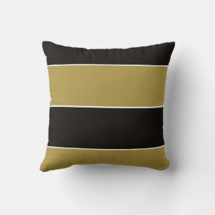Black, Gold and White Stripes Cushion