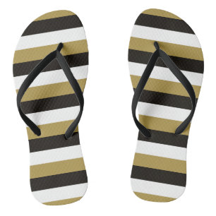 Black, Gold and White Stripes Jandals