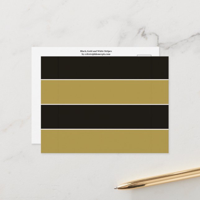 Black, Gold and White Stripes Postcard (Front/Back In Situ)