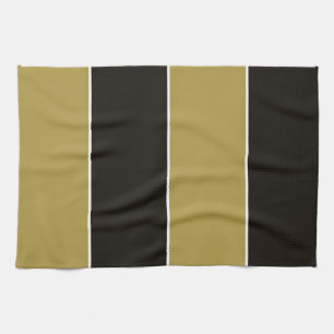 Black, Gold and White Stripes Tea Towel
