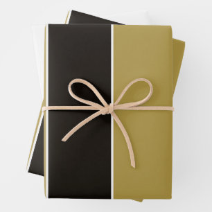Black, Gold and White Stripes Wrapping Paper Sheet