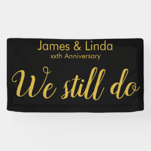 Black Gold Anniversary Party Vow Renewal Backdrop Banner