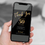 Black gold any age birthday party thank you card<br><div class="desc">Simple modern bold typography any age milestone birthday thank you card template (printable digital download available) with your custom text and signature.</div>