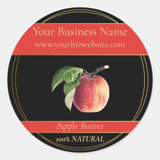 Black & Gold Apple Butter Product Label (Front)