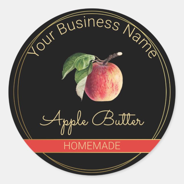 Black & Gold Apple Butter Product Label (Front)