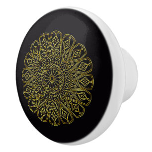 Black & Gold Arabesque Knob