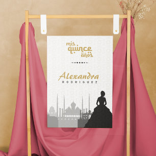 Black & Gold Arabian Quinceañera Photo Poster