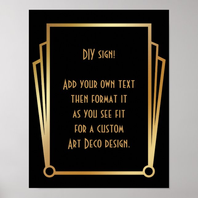 Black Gold Art Deco Custom DIY Wedding Sign (Front)