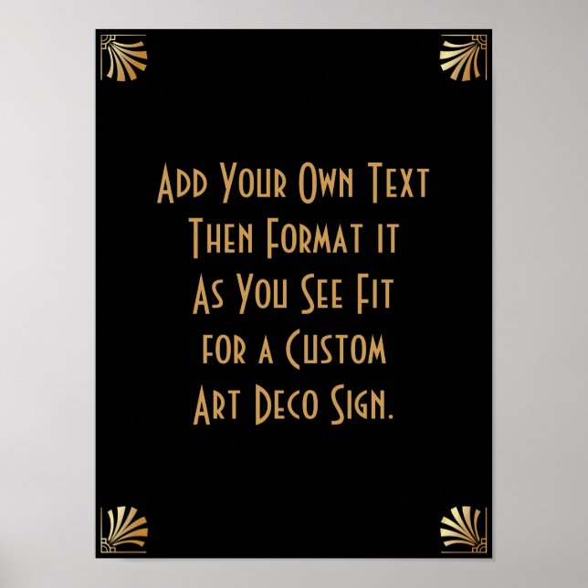 Black Gold Art Deco Custom DIY Wedding Sign (Front)
