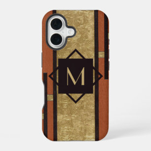 Black & Gold Art Deco Custom Monogram iPhone 16 Case