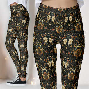 Black Gold Art Deco Egyptian Scarab Leggings