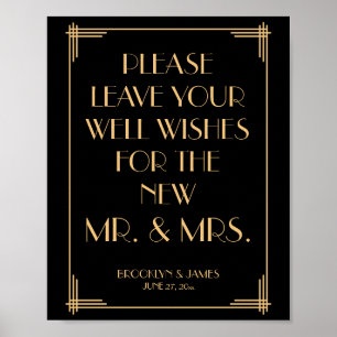 Black Gold Art Deco Gatsby Guestbook Sign 8x10