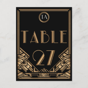 Black Gold Art Deco Gatsby Style Table Number 27 Postcard