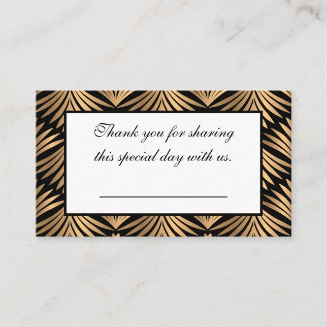 Black Gold Art Deco Gatsby Wedding Thank You Party Place Card (Front)