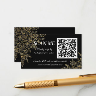 Black Gold Art Deco Glamorous Wedding RSVP Card