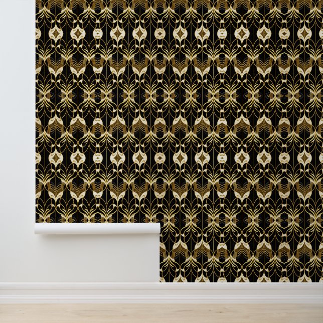 Black Gold Art Deco Modern Collection Wallpaper (Application)