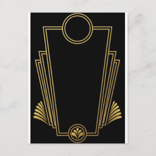 Black Gold Art Deco Post Card