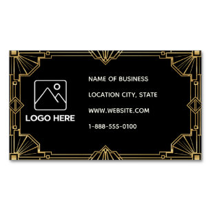 Black Gold Art Deco QR Code Business Card