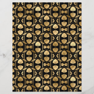 Black & Gold Art Deco Scrapbook Paper Sheet