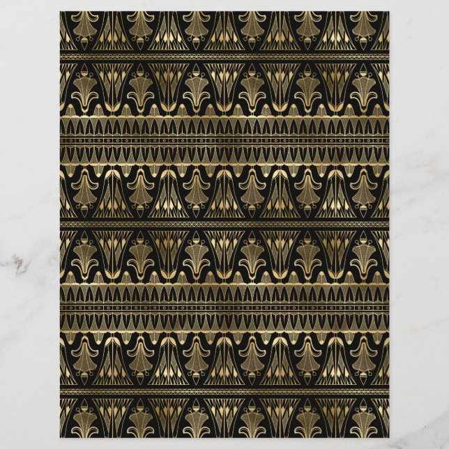 Black & Gold Art Deco Scrapbook Paper Sheet (Back)