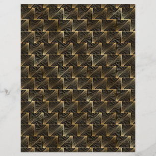 Black & Gold Art Deco Scrapbook Paper Sheet