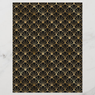 Black & Gold Art Deco Scrapbook Paper Sheet