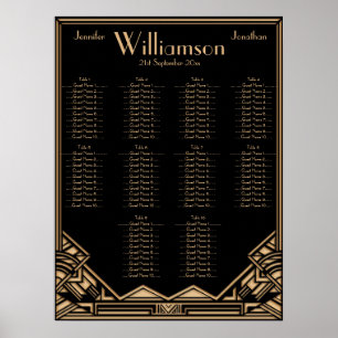 Black Gold Art Deco Style Wedding Seating Chart