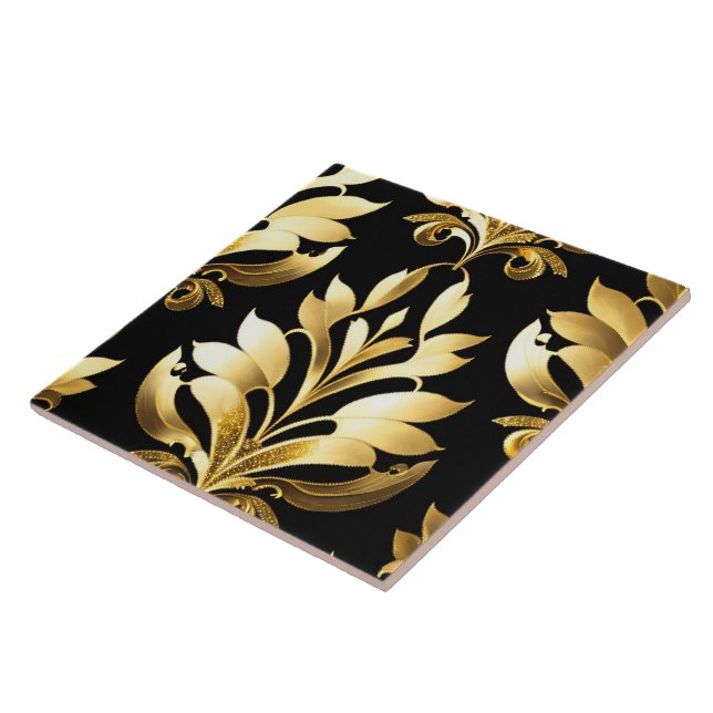 Black Gold Art Deco Trendy Collection Tile (Side)