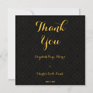Black &Gold Art Deco Wedding Thank You Card