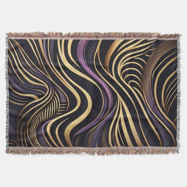 Black gold Artemis Zebra Throw Blanket (Front)