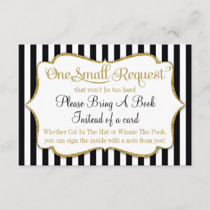 Black Gold Baby Shower Book Card Bring A Book Boy