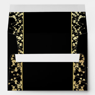 Black & Gold Babys Breath Floral Envelopes