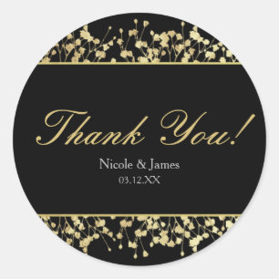Black & Gold Babys Breath Wedding Stickers