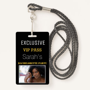 Black Gold Bachelorette Party Pass VIP Invites  ID Badge