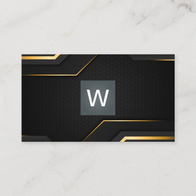 Black Gold Background | Monogram Classic Business Card (Front)