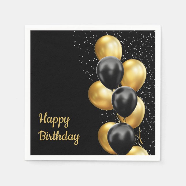 Black Gold Balloon Chic  Napkin (Front)