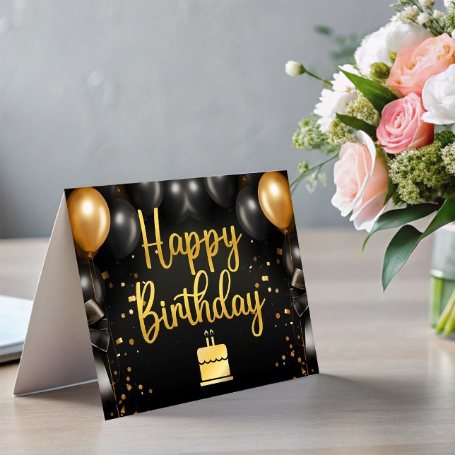 Black Gold Balloons  Business Happy Birthday card (Black Gold Balloons Business Happy Birthday card)