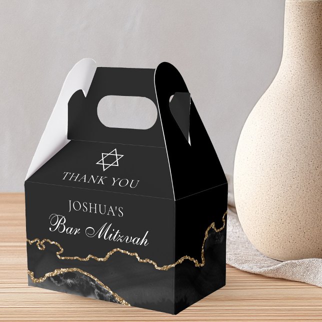 Black Gold Bar Mitzvah Personalised Party Favour Box (Creator Uploaded)