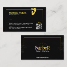 Black Gold Barber Thank You Business Card